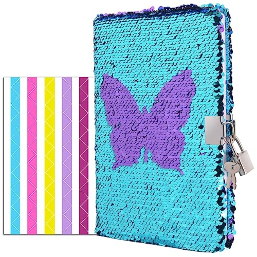 Travel Notebook Journal - Magic Reversible Sequin Notebook Diary Lined
