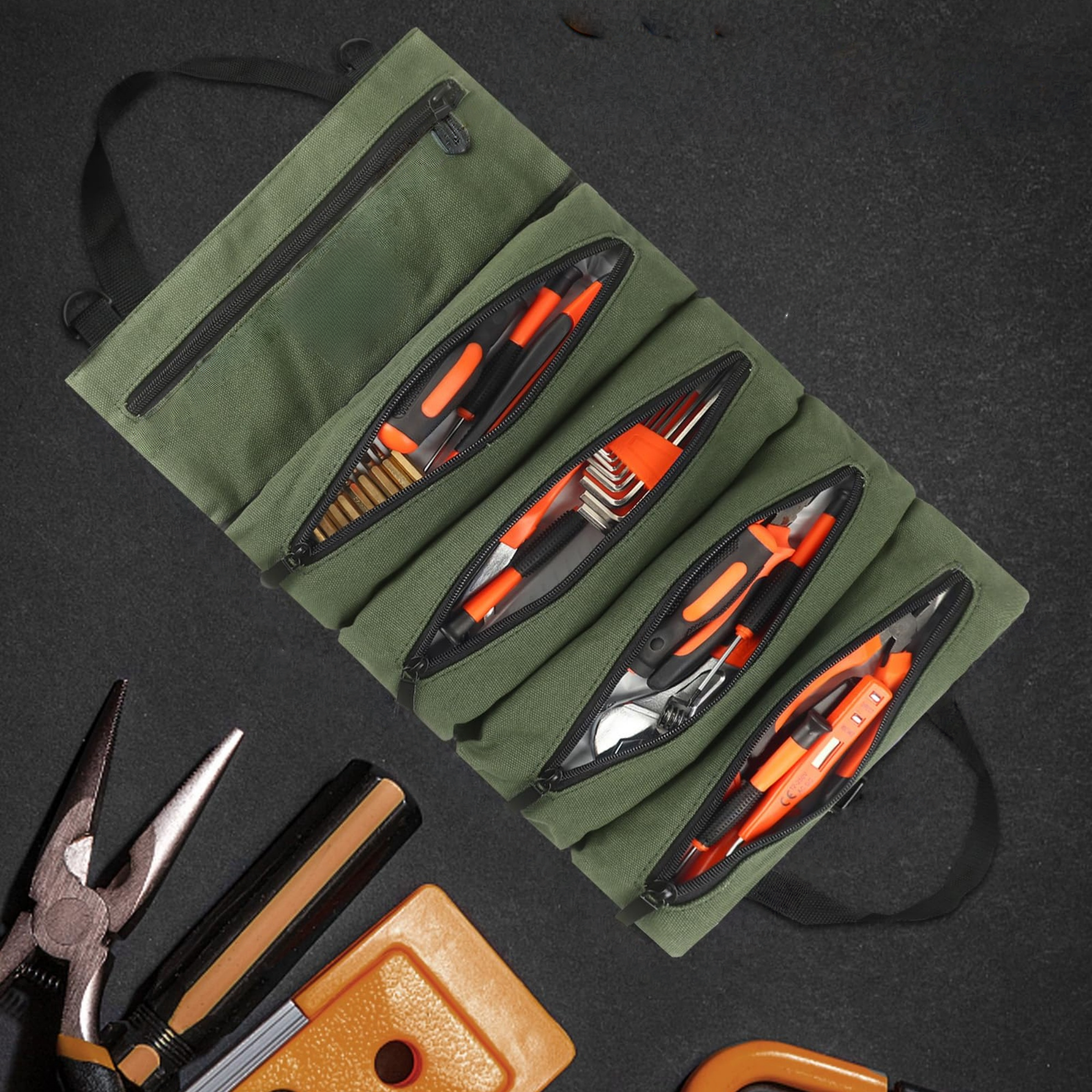 Canvas Tool Roll Up Pouch - He - Travel Router Accessories ulasan dan harga