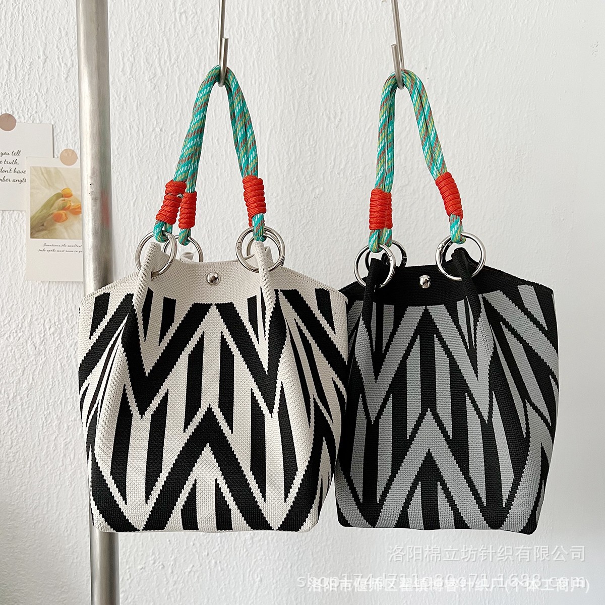 Women's Knitted Handbag Tote B - Travel Accessories Tech ulasan dan harga