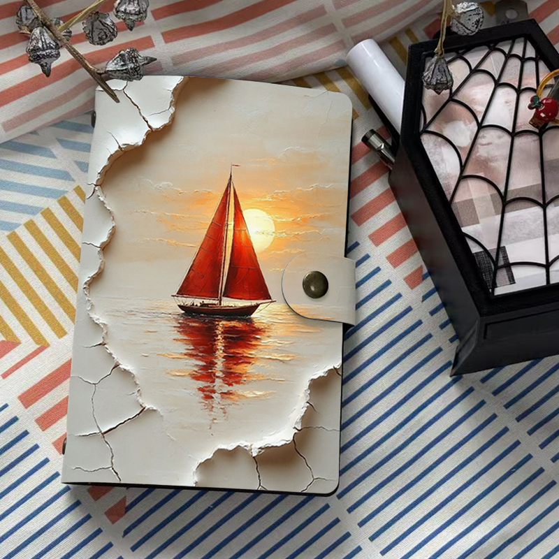 A6 Sunset Red Sailboat Cracked - Travel Notebook Journal ulasan dan harga