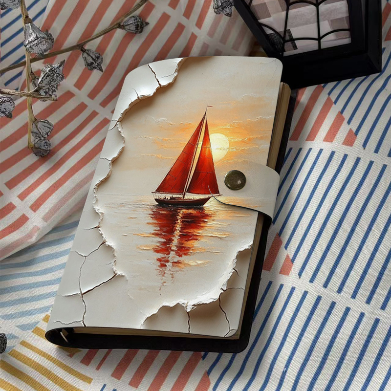 A6 Sunset Red Sailboat Cracked - Travel Notebook Journal ulasan dan harga