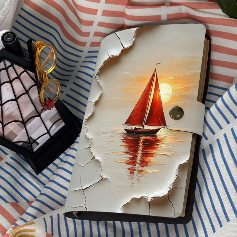 A6 Sunset Red Sailboat Cracked - Travel Notebook Journal ulasan dan harga
