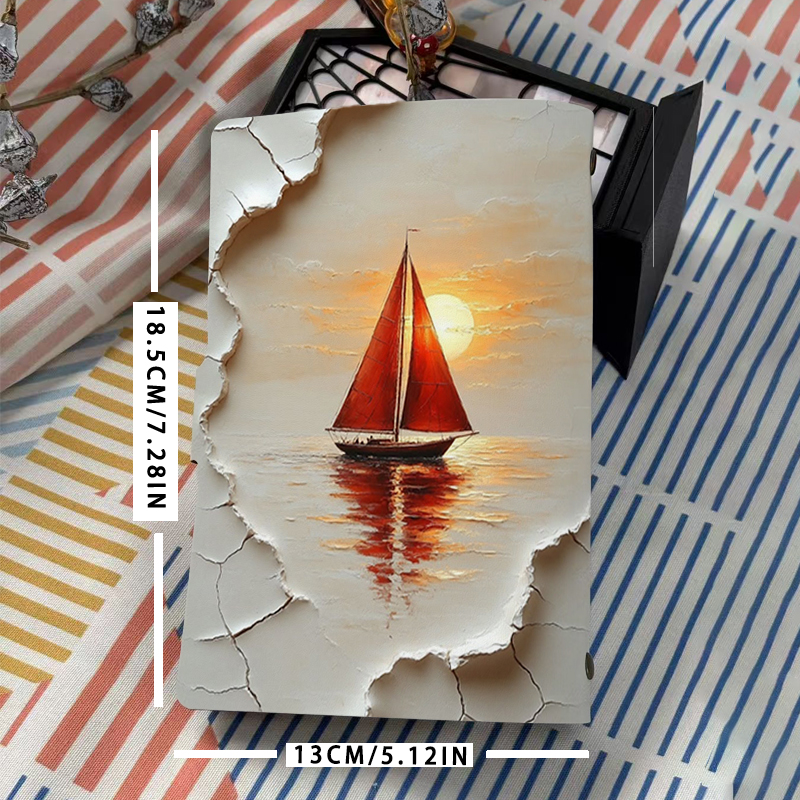 A6 Sunset Red Sailboat Cracked - Travel Notebook Journal ulasan dan harga